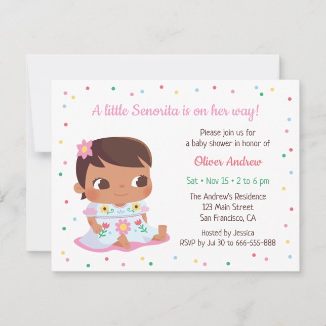 Invitación Dulce Fiesta de Bebé de la Señorita (Anverso)
