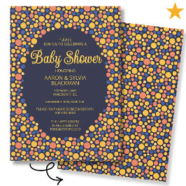 Invitación Dulce Fiesta de Bebé de Lunares Azules y Amarillos