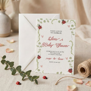 Invitación Dulce Fiesta de Bebé de Mariquita Caprichosa y Cor