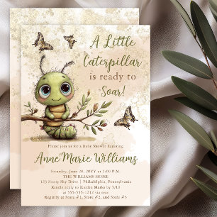 Invitación Dulce Fiesta de Bebé de Oruga Caprichosa