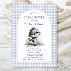 Invitación Dulce fiesta de bebé de pájaro gris