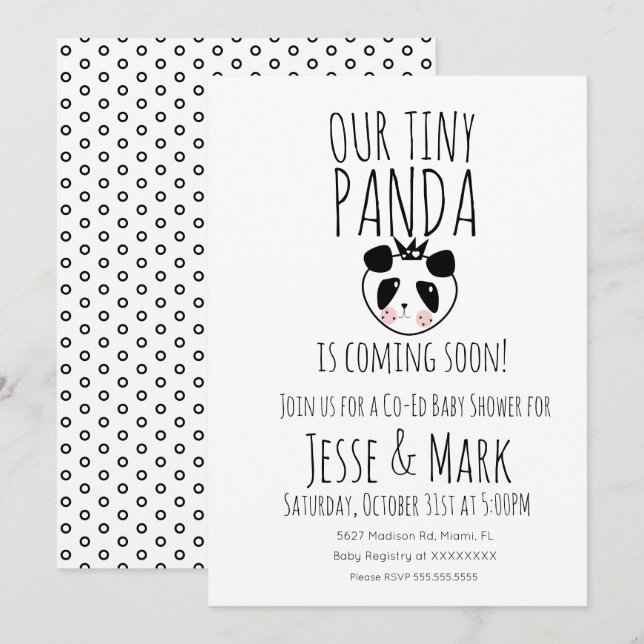 Invitación Dulce Fiesta de Bebé de Panda Moderno (Anverso / Reverso)