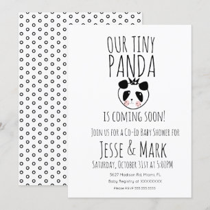 Invitación Dulce Fiesta de Bebé de Panda Moderno