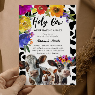 Invitación Dulce Fiesta de Bebé de Pareja 'Santa Vaca' Floral