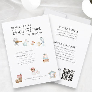 Invitación Dulce fiesta de bebé de rima infantil todo en uno