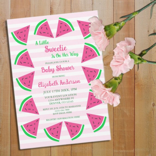 Invitación Dulce Fiesta de Bebé de Sandía (Subido por el creador)