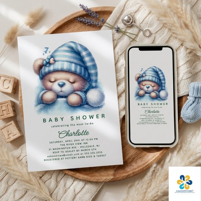 Invitación Dulce Fiesta de Bebé del Osito de Peluche (Cute Teddy Bear Baby Shower Invitation)