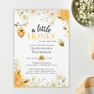 Invitación Dulce Fiesta de Bebé Floral Acuarela Elegante Litt