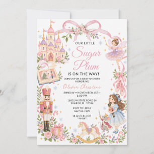 Invitación Dulce Fiesta de Bebé Floral Hada de Azúcar y Casca