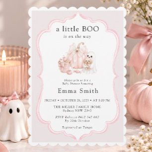 Invitación Dulce Fiesta de Bebé Little Boo Halloween Niña