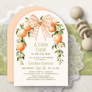 Invitación Dulce Fiesta de Bebé Little Cutie Naranjas