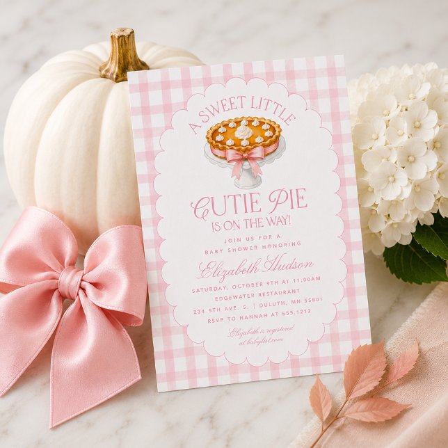 Invitación Dulce Fiesta de Bebé Little Cutie Pie (Pink Little Cutie Pie Baby Shower Invitation)