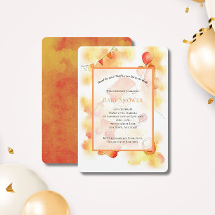 Invitación Dulce Fiesta de Bebé Naranja Neutral