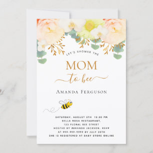 Invitación Dulce fiesta de bebé niña floral rosa claro Mamá a