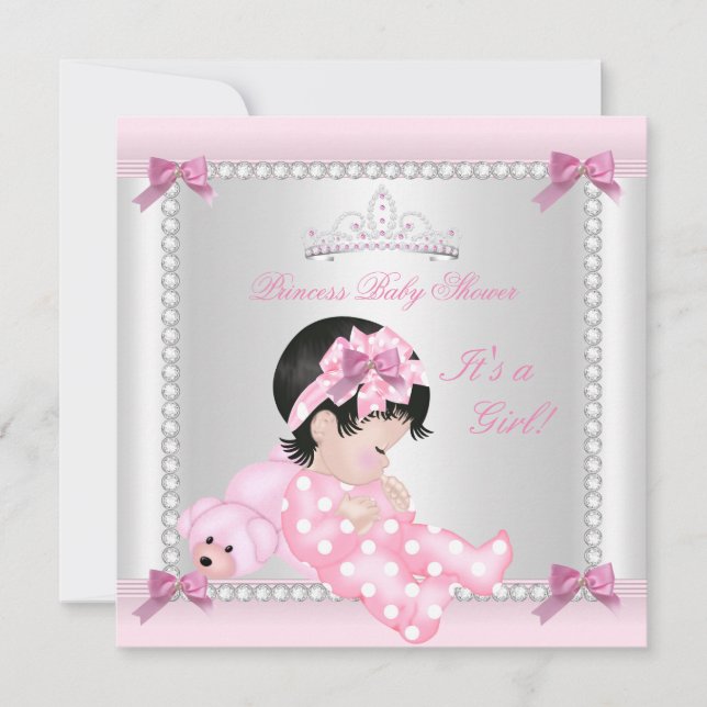 Invitación Dulce fiesta de bebé, niña, oso rosa (Anverso)