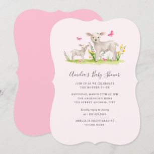 Invitación Dulce Fiesta de Bebé Oveja Mamá