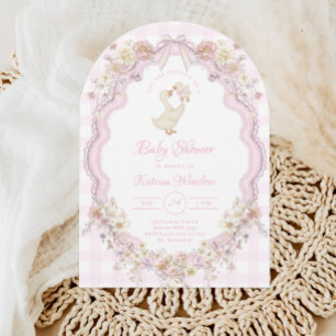 Invitación Dulce Fiesta de Bebé Silly Goose Rosa para Niña