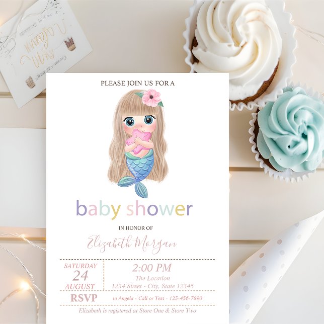Invitación Dulce Fiesta de Bebé Sirena Bebé (Subido por el creador)