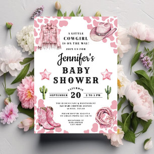 Invitación Dulce Fiesta de Bebé Vaquera Rosa