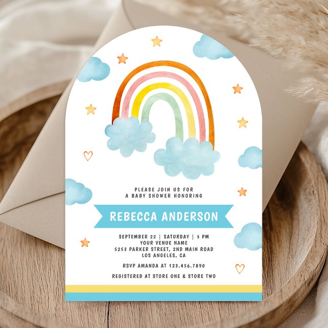 Invitación Dulce Fiesta de Bienvenida al Bebé Arcoíris Nubes  (Subido por el creador)