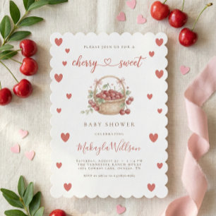 Invitación Dulce Fiesta de Cerezas para el Baby Shower Acuare