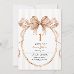 Invitación Dulce Fiesta de Cumpleaños 1 año con Estilo Coquet