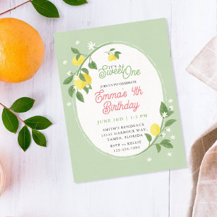 Invitación Dulce fiesta de cumpleaños con temas florales y li