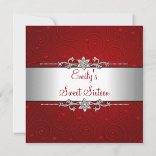 Invitación Dulce fiesta de cumpleaños de amor floral de plata