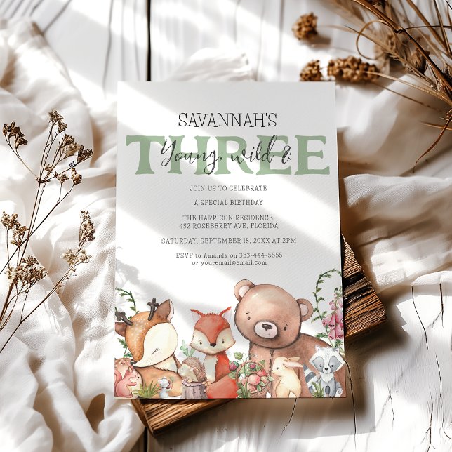 Invitación Dulce Fiesta de cumpleaños de animales de Woodland (Subido por el creador)