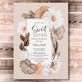 Invitación Dulce fiesta de cumpleaños de Boho floral rústico