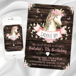 Invitación Dulce fiesta de cumpleaños de caballo
