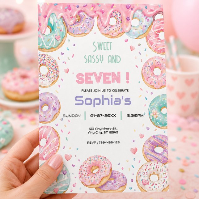 Invitación Dulce Fiesta de Cumpleaños de Donut Chica Monada d (Subido por el creador)