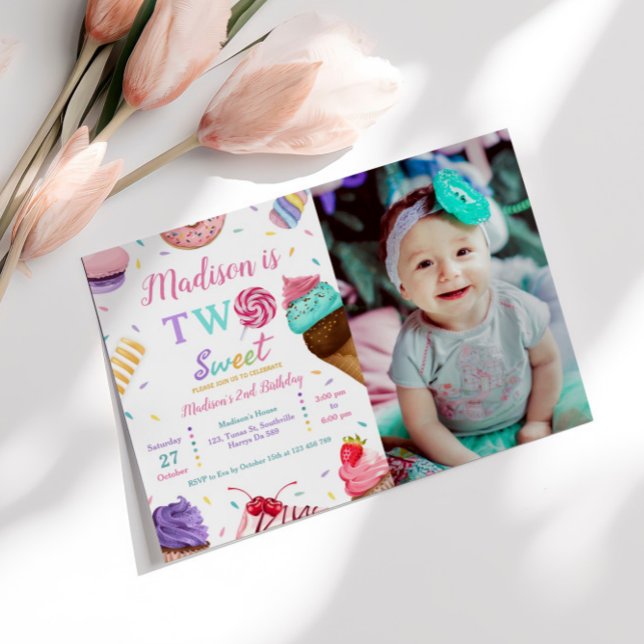 Invitación Dulce fiesta de cumpleaños de foto (Subido por el creador)