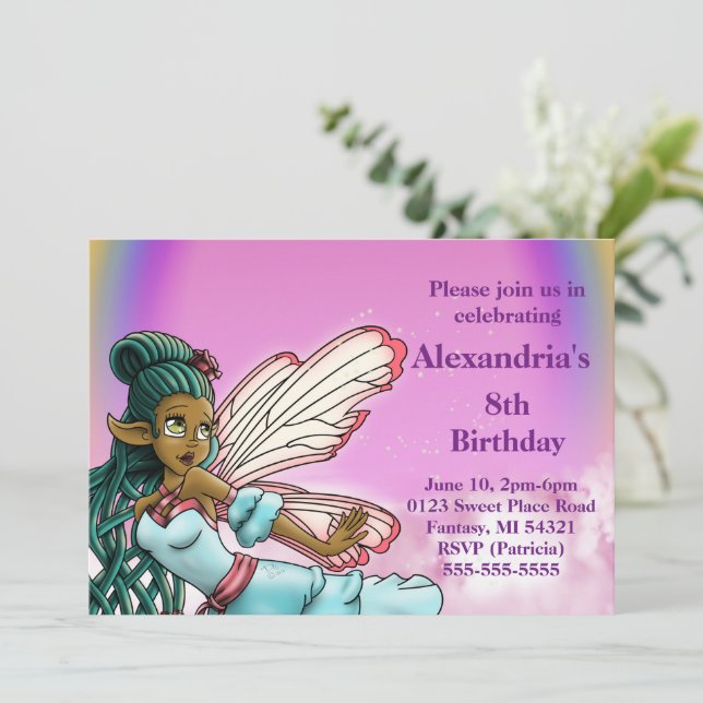 Invitación Dulce fiesta de cumpleaños de hadas africanas (Anverso de pie)