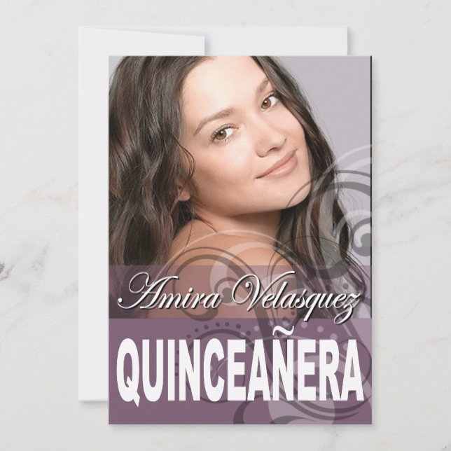 Invitación Dulce fiesta de cumpleaños de la foto de Quinceañe (Anverso)
