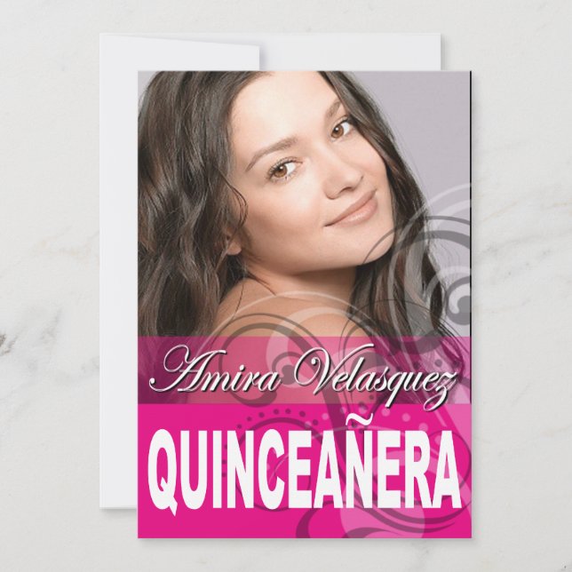 Invitación Dulce fiesta de cumpleaños de la foto de Quinceañe (Anverso)