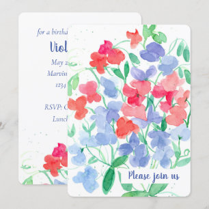 Invitación Dulce Fiesta de Cumpleaños de las Flores de Pea