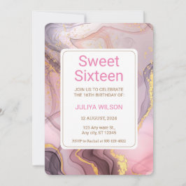 Invitación Dulce fiesta de cumpleaños de las Rosas purpurinas