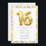 Invitación Dulce fiesta de cumpleaños de limón de verano<br><div class="desc">Diseño de patrón de limón floral inspirado en el verano,  dulce invitación de fiesta de 16 cumpleaños. Es un placer para cualquier chica adolescente que esté celebrando sus dulces dieciséis en primavera o verano. Una divertida y brillante invitación de cumpleaños dieciséis.</div>