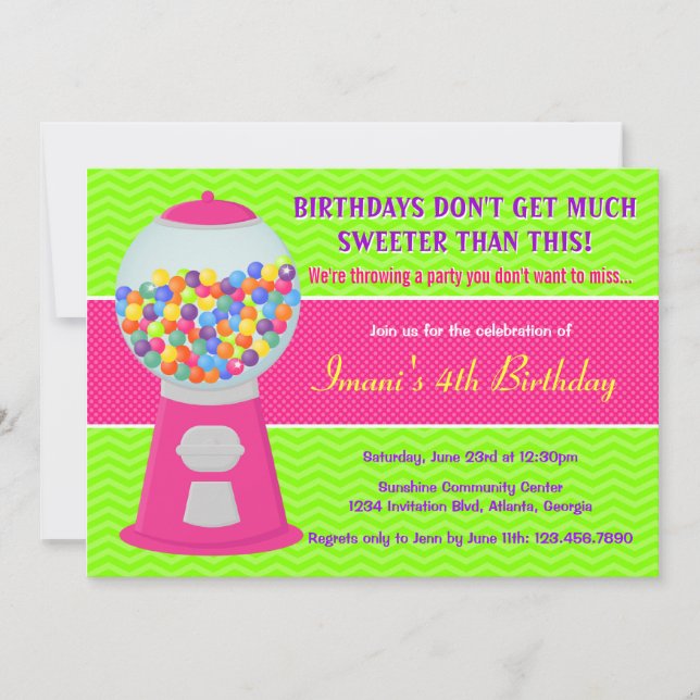 Invitación Dulce fiesta de cumpleaños de los golosinas (Anverso)