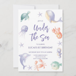 Invitación Dulce Fiesta de Cumpleaños de Niño Bajo el Mar