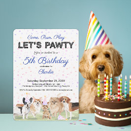 Invitación Dulce Fiesta de Cumpleaños de Perro Azul Personali