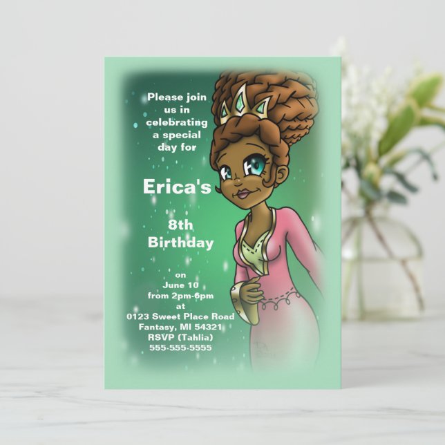 Invitación Dulce fiesta de cumpleaños de princesas africanas (Anverso de pie)