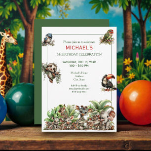 Invitación Dulce Fiesta de Cumpleaños de Safari para Bebé Boh