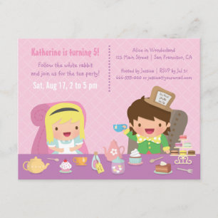Invitación Dulce Fiesta de Cumpleaños de Té de Alicia en el P