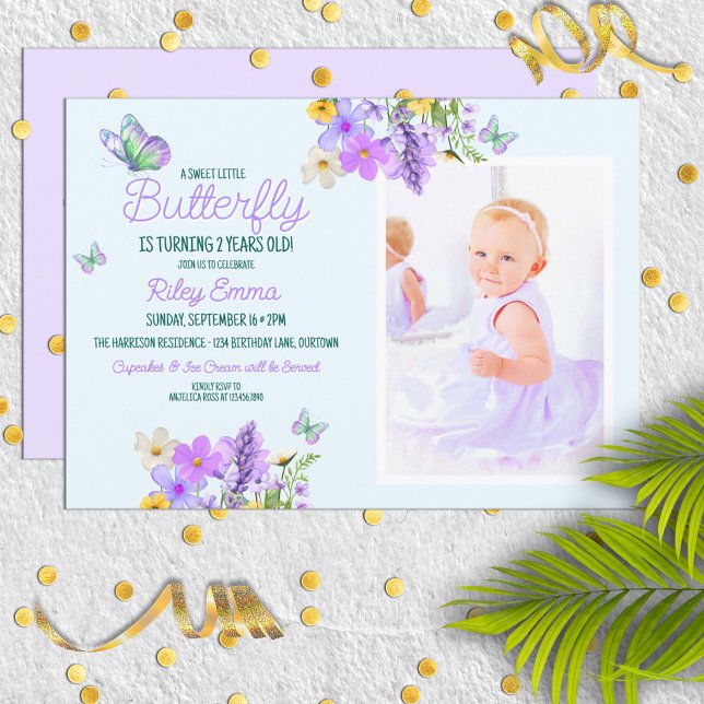 Invitación Dulce fiesta de cumpleaños del Chica Mariposa Mora (Subido por el creador)