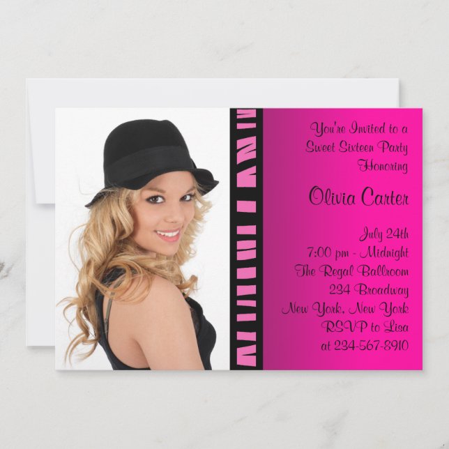 Invitación Dulce fiesta de cumpleaños dieciséis (Anverso)