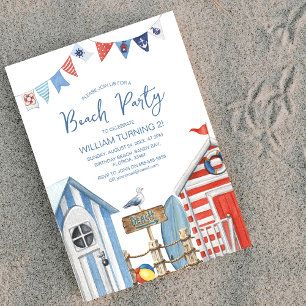 Invitación Dulce Fiesta de Cumpleaños en la Playa con Acuarel