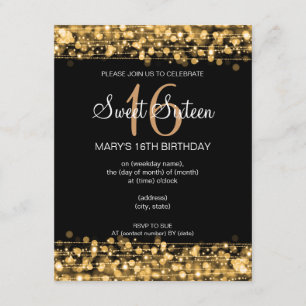 Invitación Dulce fiesta de cumpleaños esparce oro
