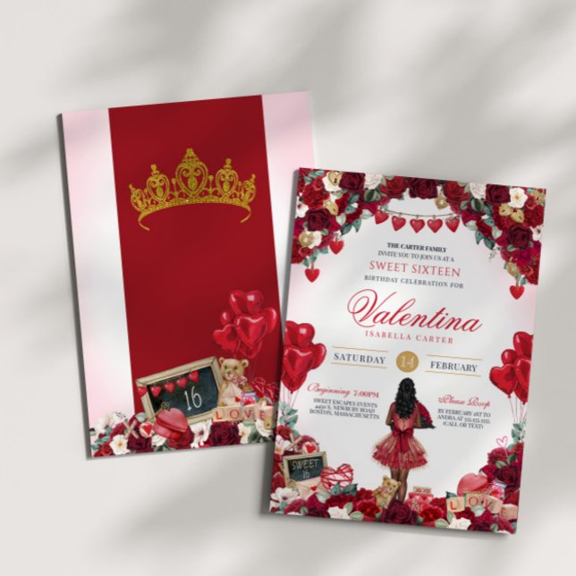 Invitación Dulce fiesta de cumpleaños floral de San Valentín (Subido por el creador)